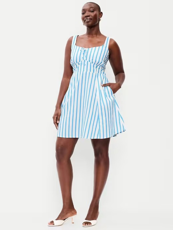 Old Navy Dresses & Skirts - Old Navy White & Blue Stripe Plus Size Fit & Flare Cami Mini Dress - 2X